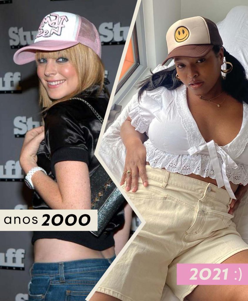 Foto anos 2000 Trucker Hat Lindsay Lohan e 2021 Imani Randalph