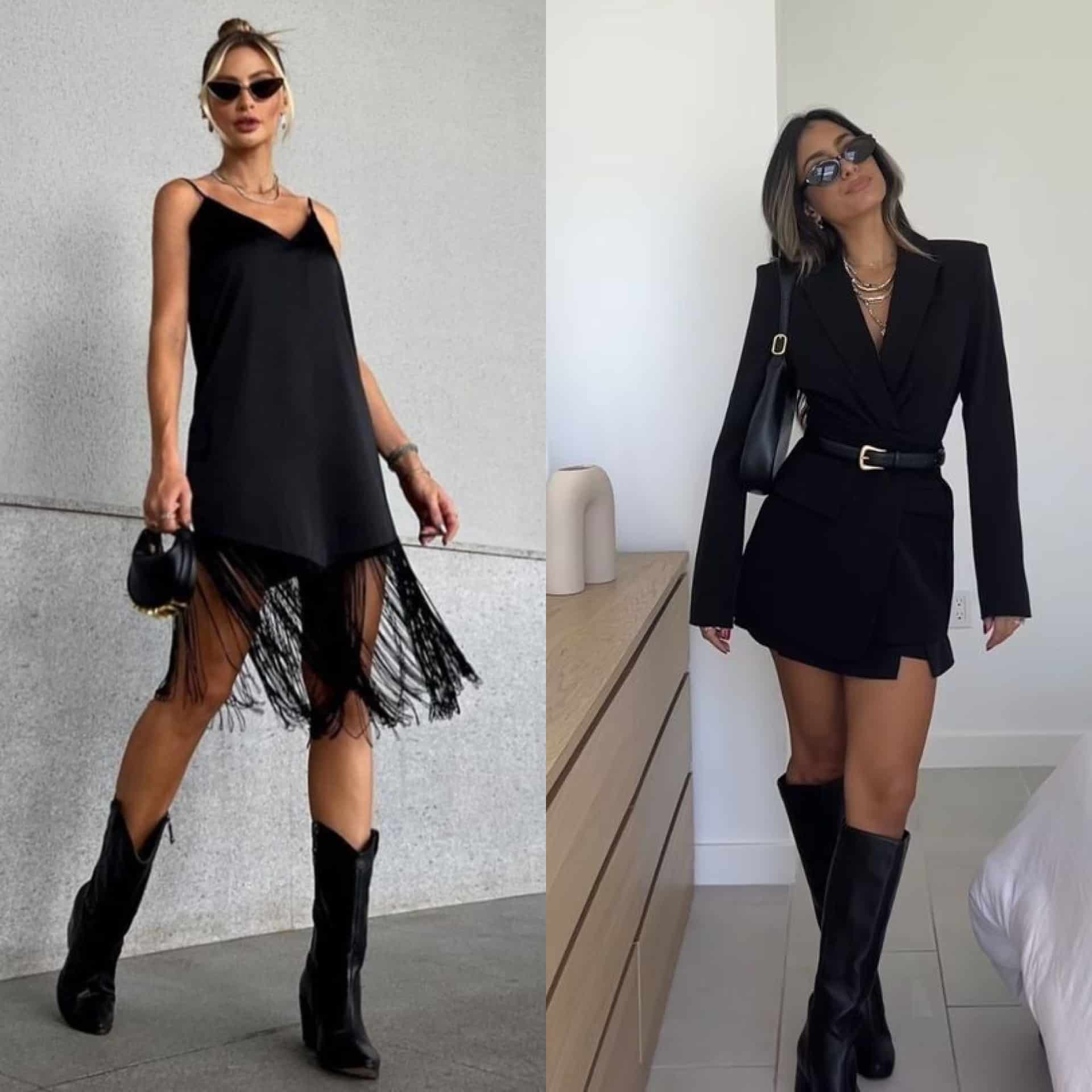 botas que combinam com vestido